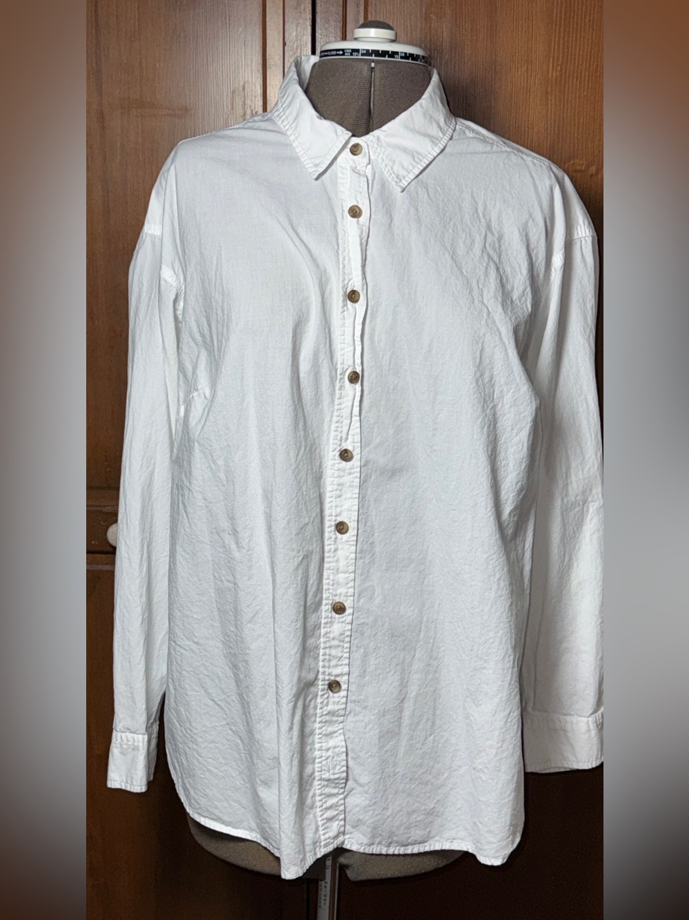 Long Sleeve Oversized Button-Down Shirt - White  XXL